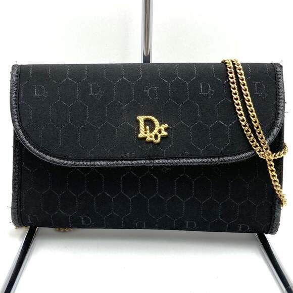 CHRISTIAN DIOR Black Canvas Shoulder Bag